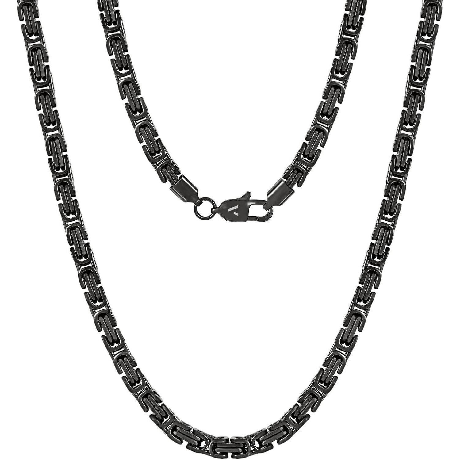 LuxusKollektion Königskette Kette Herren 18K Gold Edelstahl Schwarz 4mm 55.0 Zentimeter