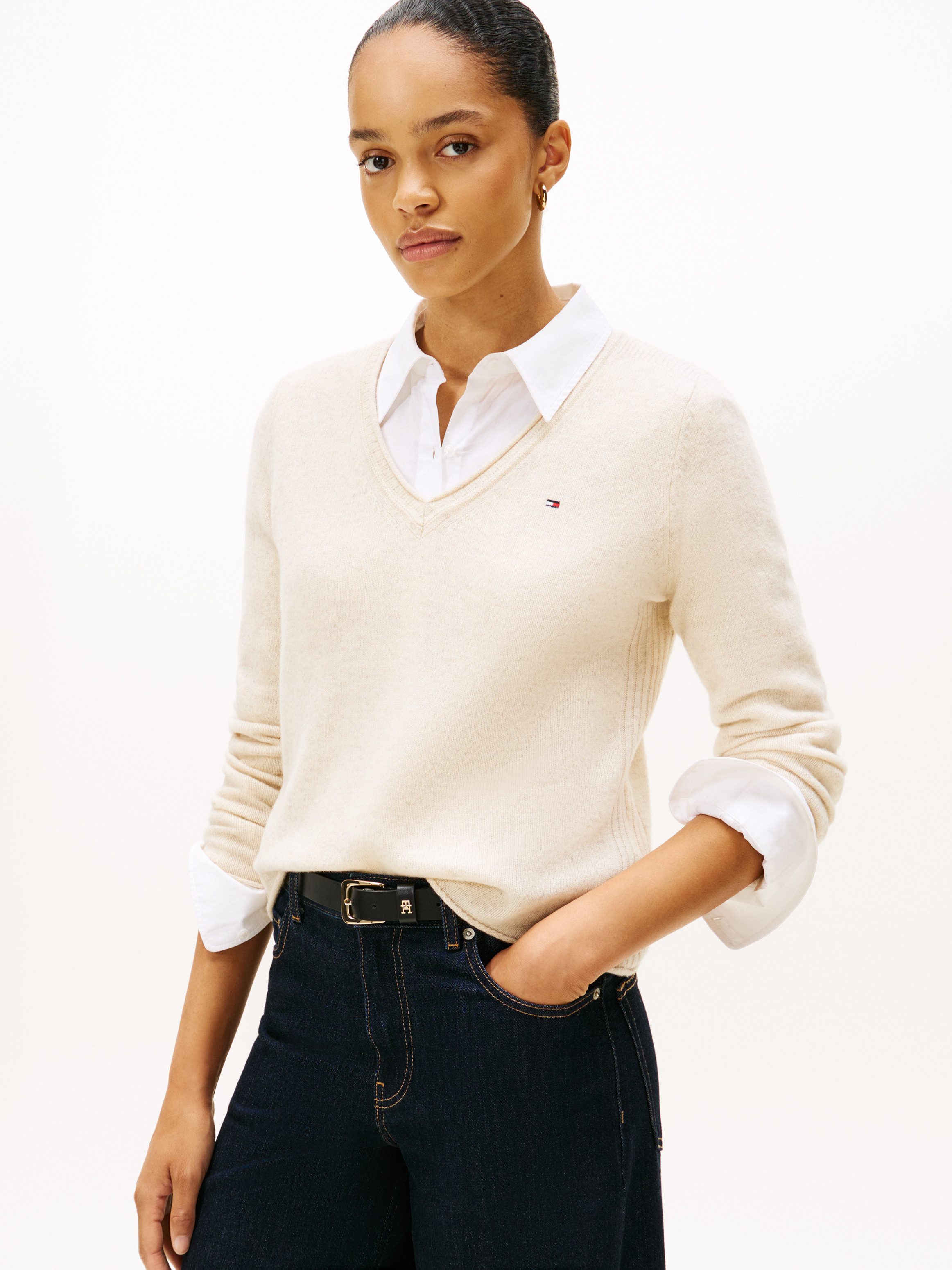 Tommy Hilfiger Strickpullover SOFT WOOL V-NK günstig online kaufen