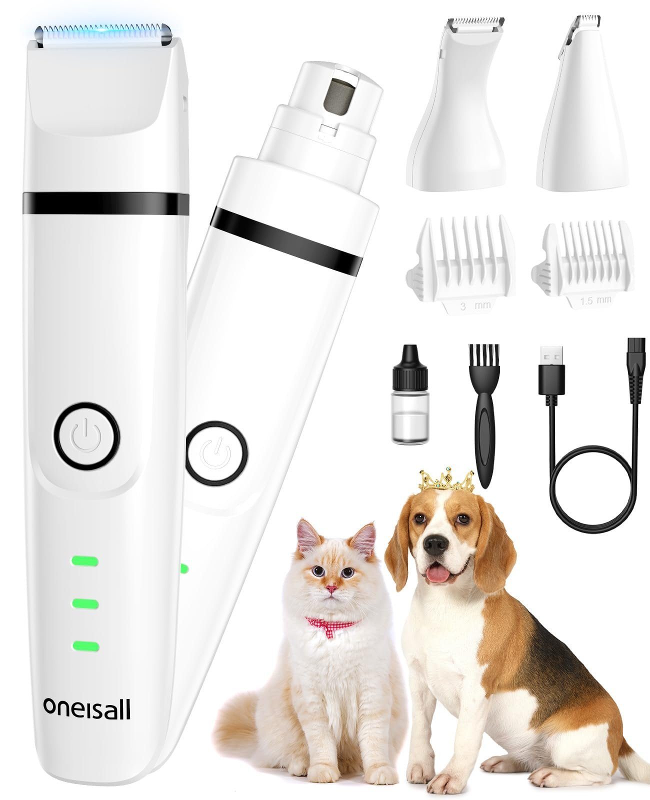 Hundeschermaschine Oneisall Leise Schermaschine Hund Katze 4 in 1 Komplett-Set