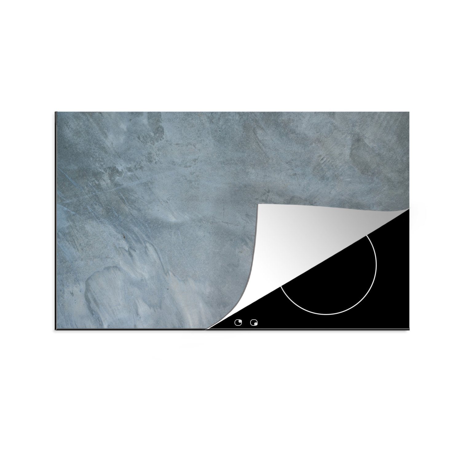 MuchoWow Herdblende-/Abdeckplatte Wand - Blau - Orange - Beton, Vinyl, (1 tlg), 81x52 cm, Induktionskochfeld Schutz für die küche, Ceranfeldabdeckung