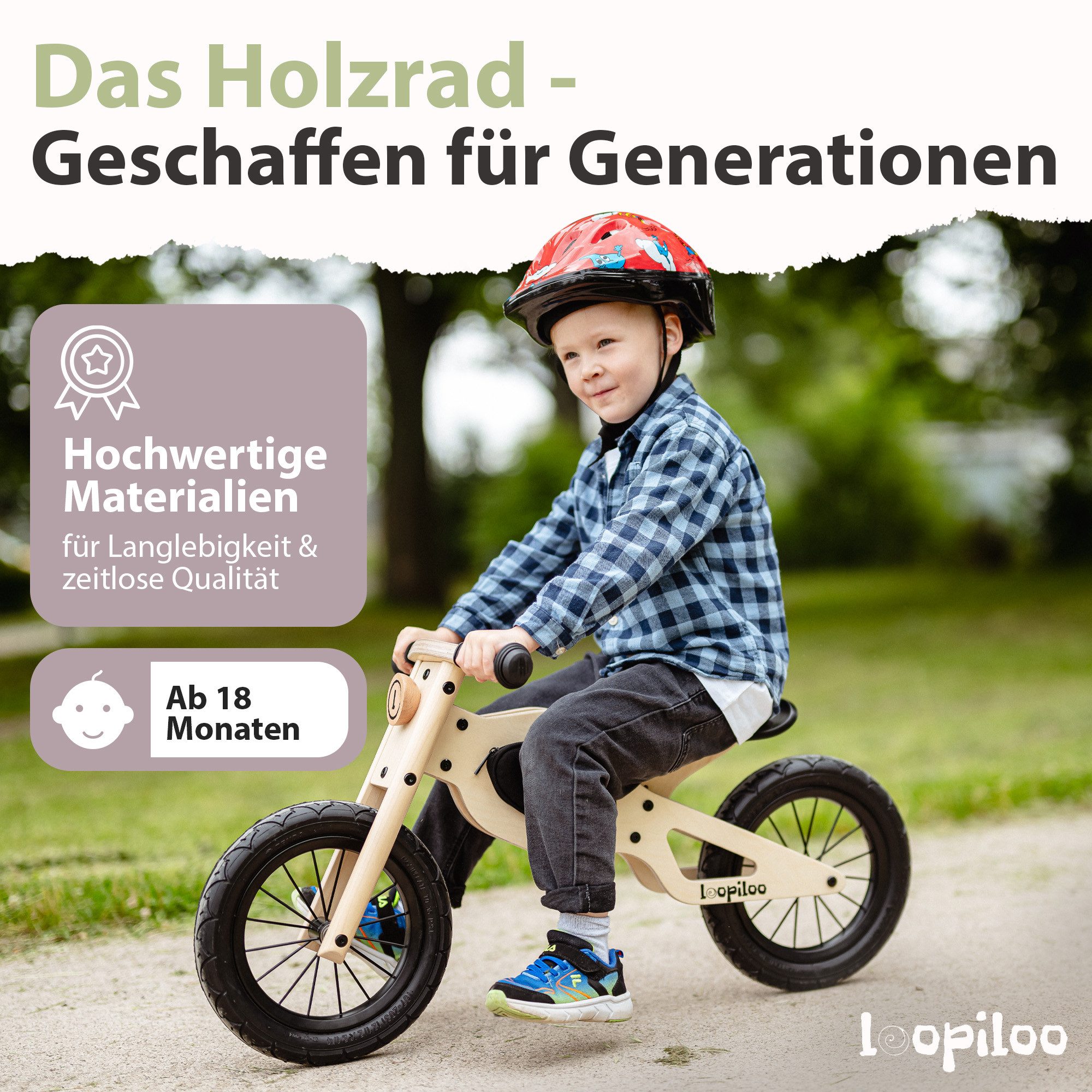 Loopiloo Laufrad Kinder ab 2 Jahren 12 Zoll Zoll, Rahmentasche, Lauflernrad günstig online kaufen