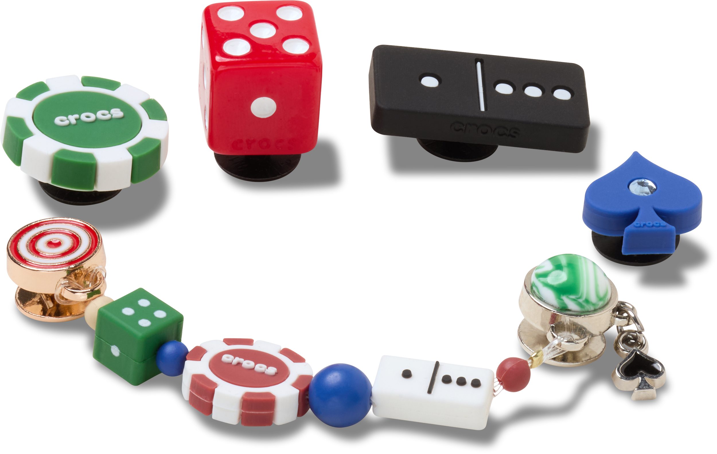 Crocs Schuhanstecker Jibbitz™ Game Night (Set, 5-tlg., Kein Spielzeug. Nicht für Kinder unter 3 Jahren geeignet), Schuh-Dekoration, Anhänger mit Spiele-Motive