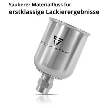 STAHLWERK Lackierpistole Alu Lackbecher / Fließbecher 125 ml, 100 l/min, Set, 1-tlg., Farbbecher für Lackierpistole / Spritzpistole / Sprühpistole