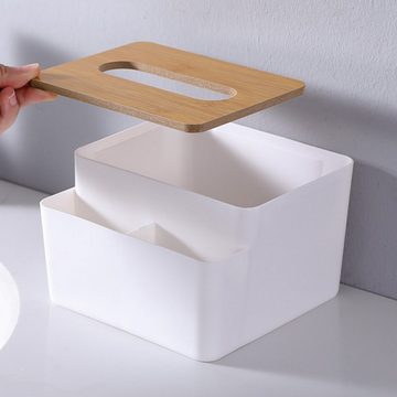 Juoungle Papiertuchbox 1 Stück Multifunktionale Taschentuchbox mit Bambus Deckel Abdeckung