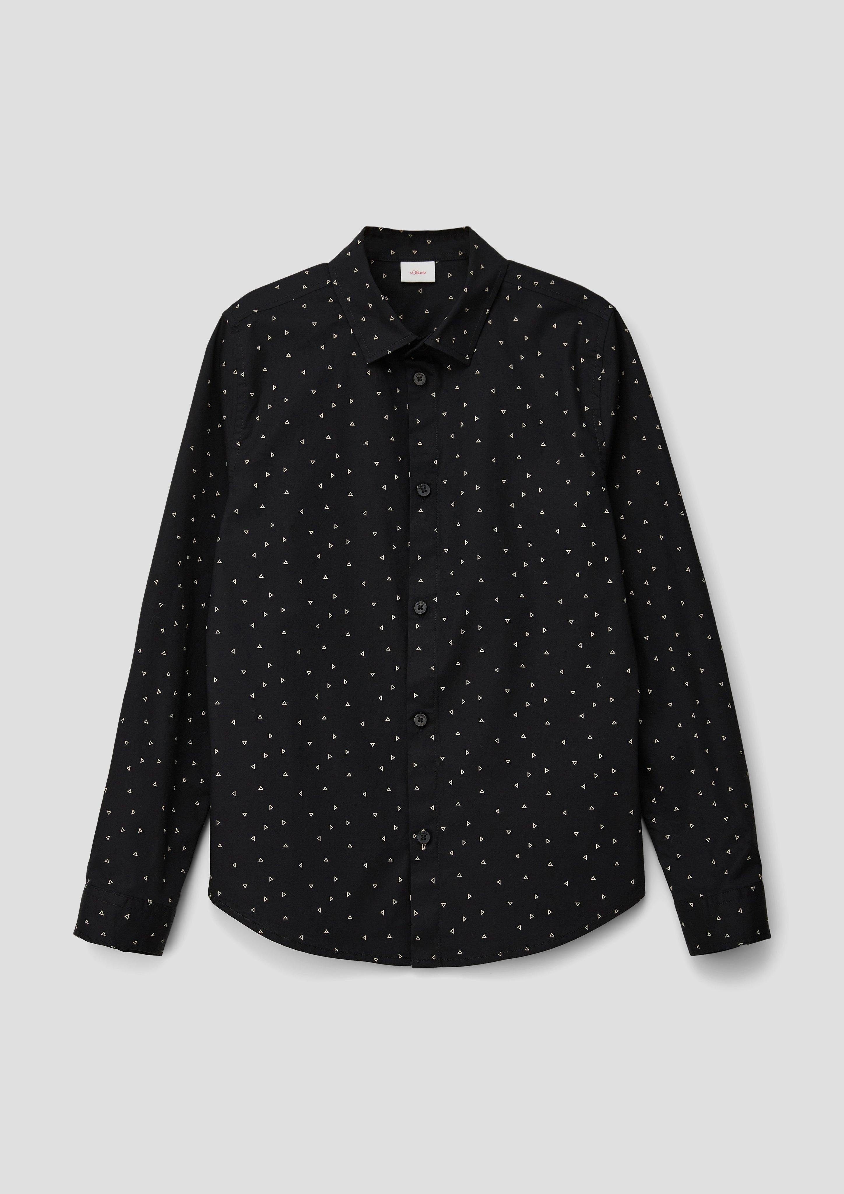 s.Oliver Langarmhemd Slim: Hemd mit Allover-Print schwarz | Hemden