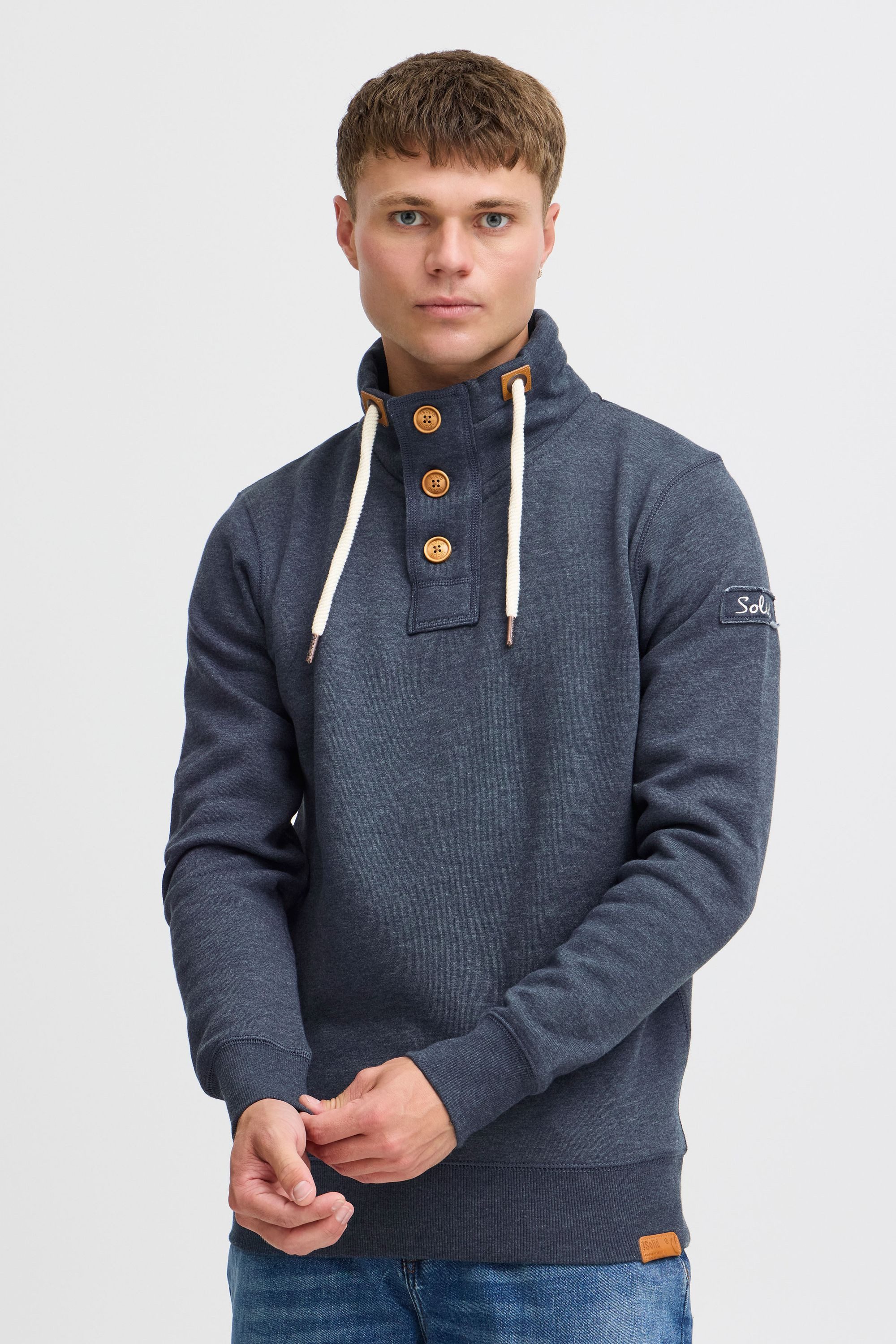 !Solid Stehkragenpullover SDTripTroyer Sweatpullover mit Knopfleiste