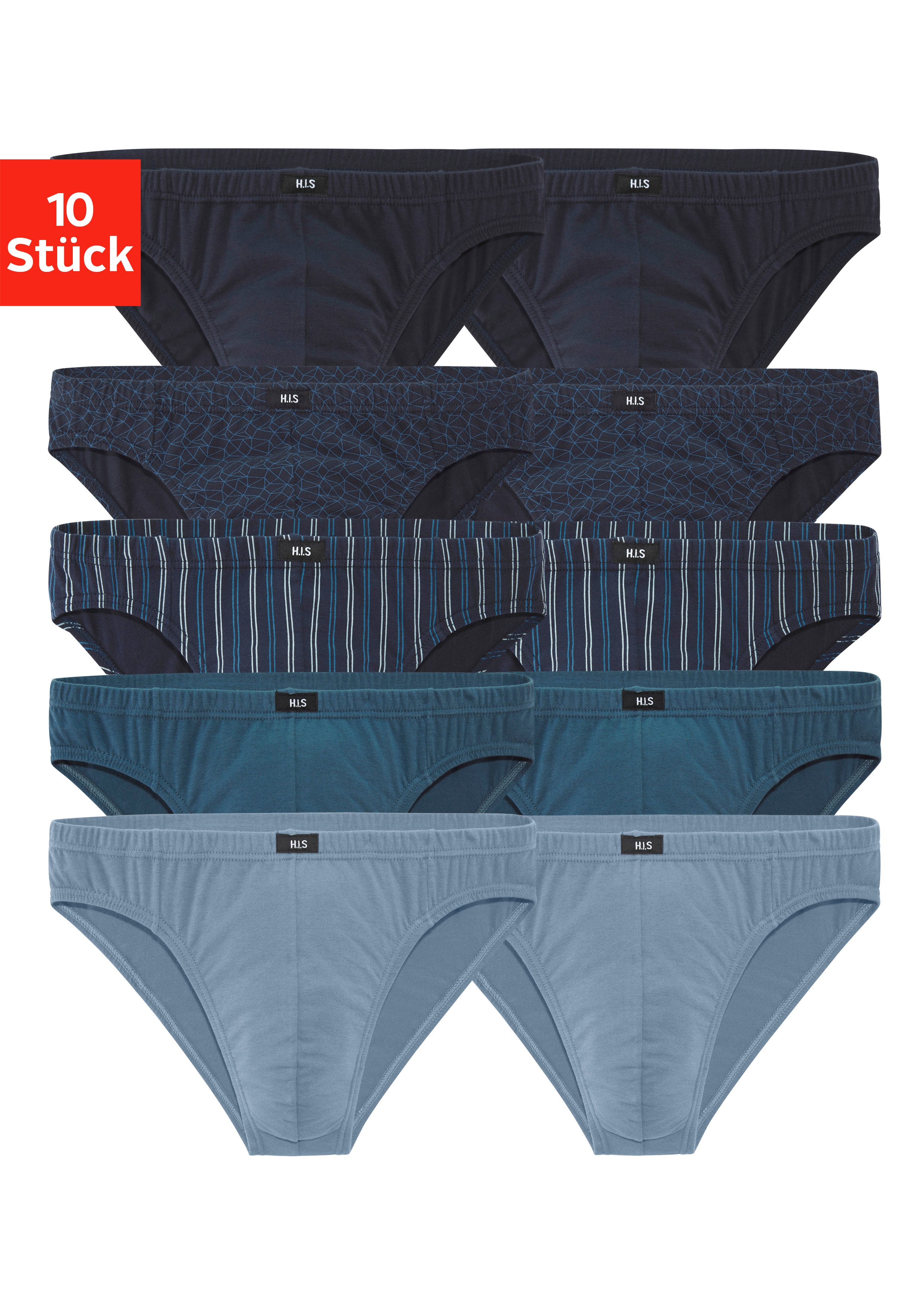 H.I.S Slip Männer Unterhose (Packung, 10-St) in bedruckter Baumwollqualität