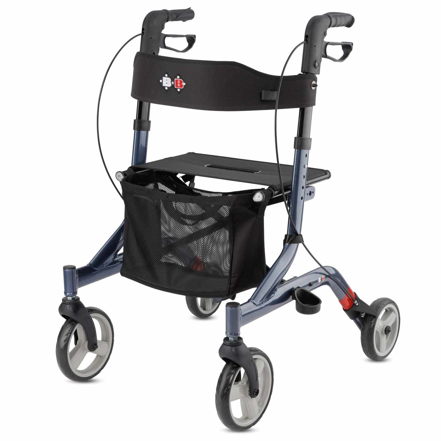 Bischoff & Bischoff Rollator Bischoff & Bischoff Capero Leichtgewichtrollator Nachtblau, Nylon-Sitzfläche, stabiler Komfort-Rückengurt, leicht faltbar