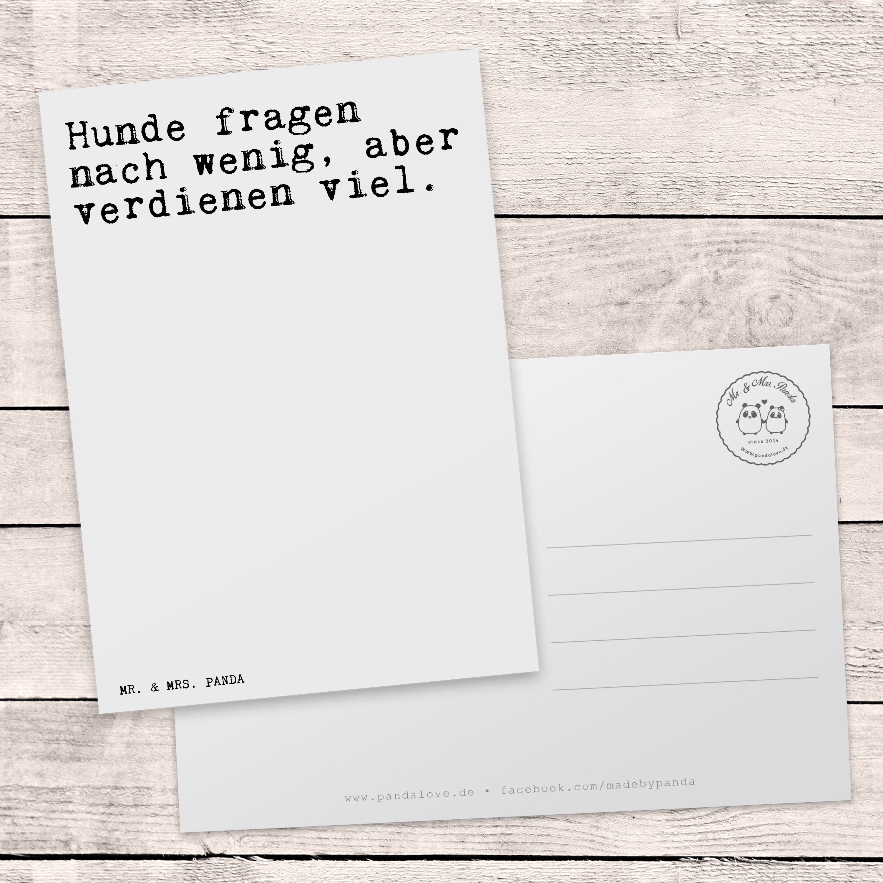 Mr. Herz, Mrs. - wenig,... Dankesk Postkarte - Weiß & nach fragen Geschenk, Panda Hunde Sprüche,