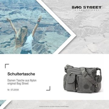 BAG STREET Schultertasche Bag Street Damenhandtasche Schultertasche (Schultertasche), Schultertasche Nylon, grau ca. 32cm x ca. 20cm