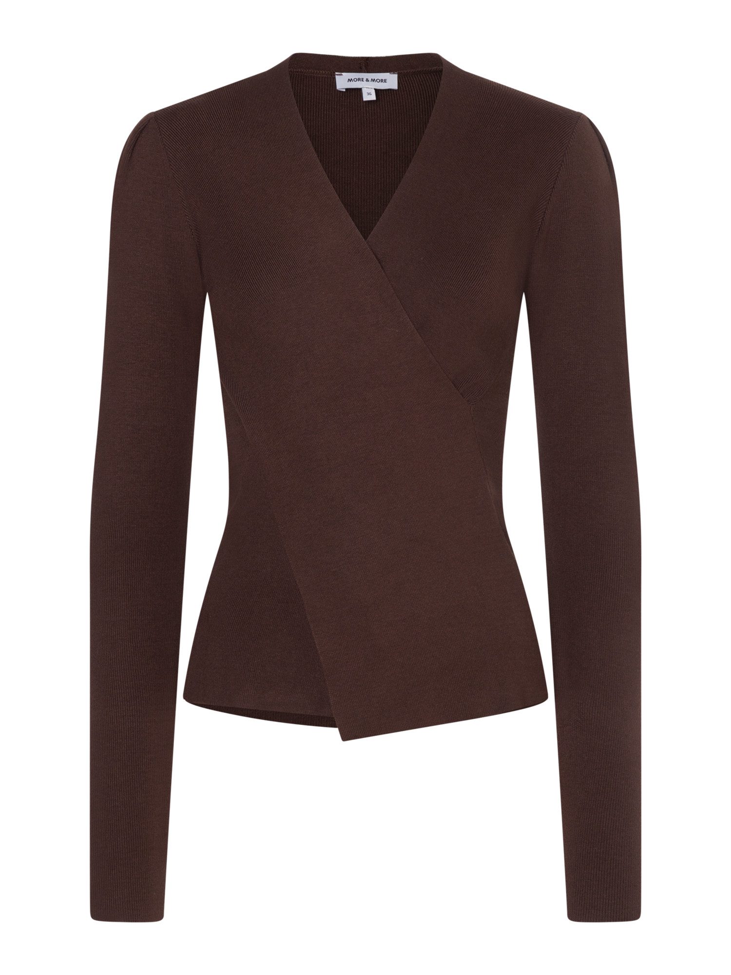 MORE&MORE Rundhalspullover eleganter Pullover, raffinierte Wickeloptik