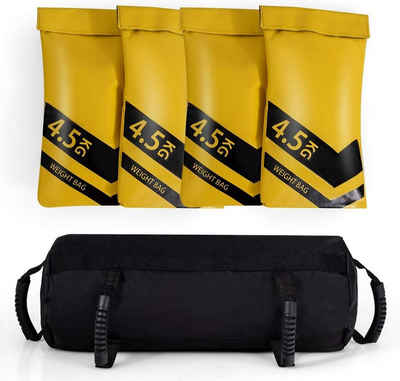 KOMFOTTEU Gewichtssack Sandbag, mit 6 Griffen, Trainingssandsack zum Gewichtheben