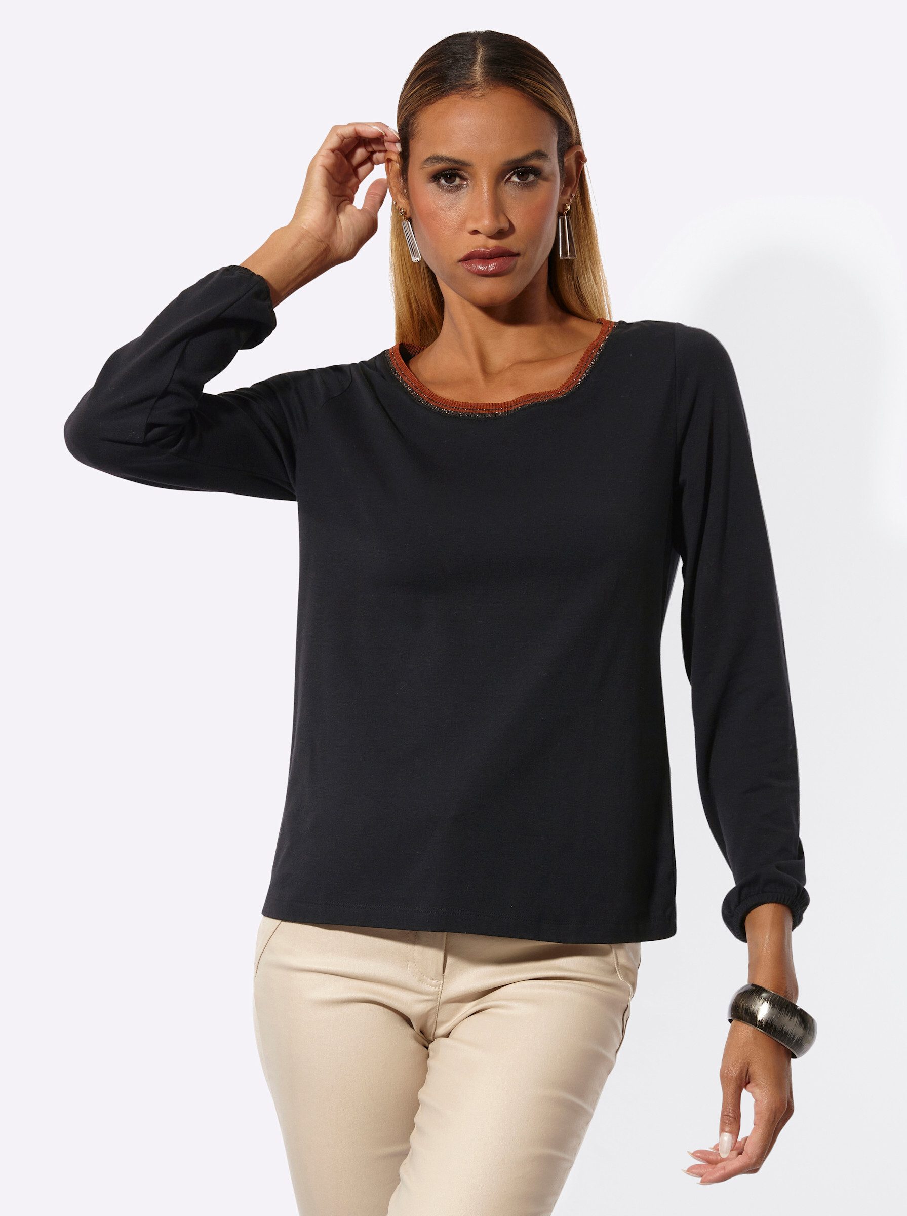 creation L T-Shirt Modal-Shirt Langarm