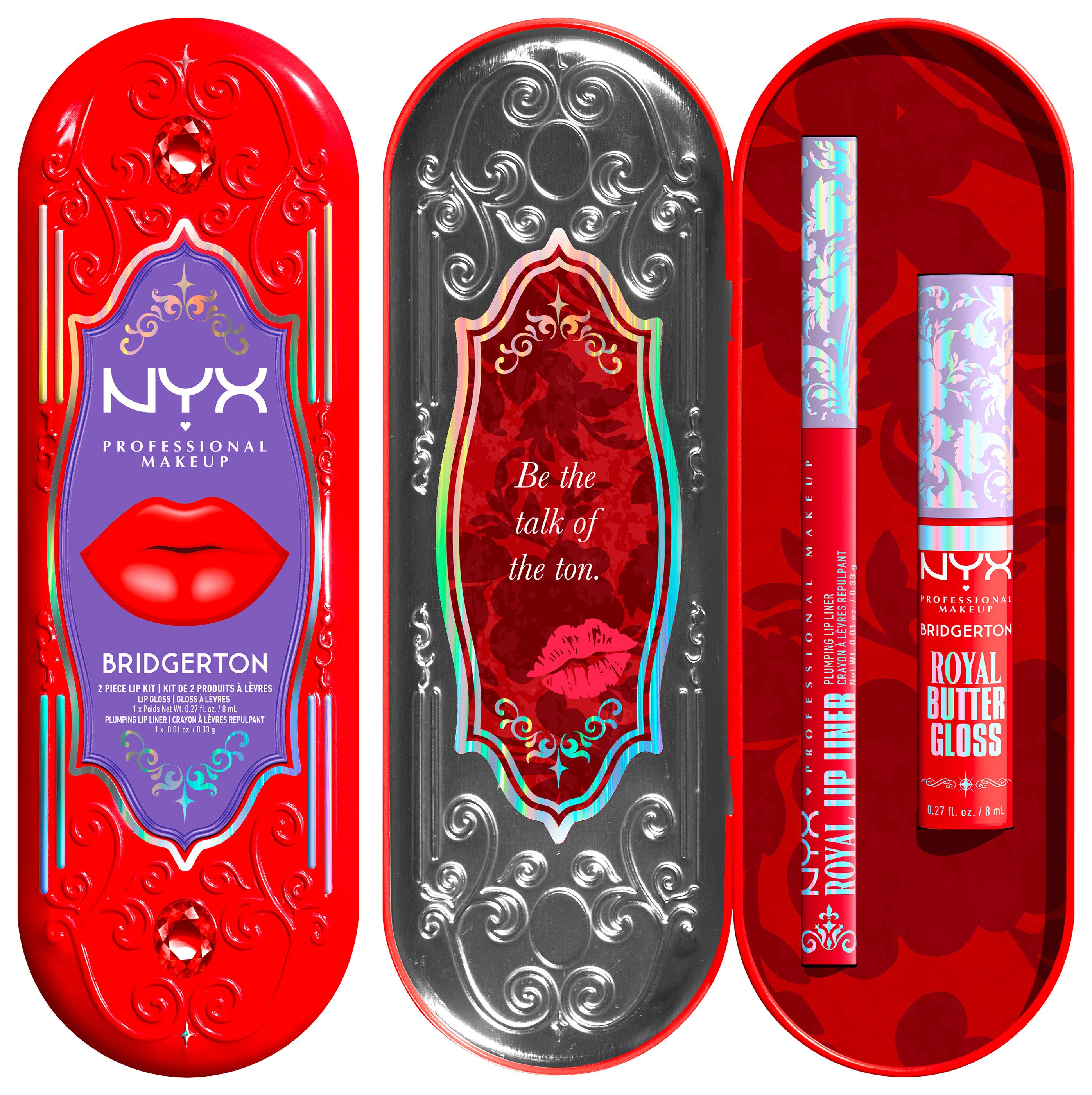 NYX PROFESSIONAL MAKEUP Schmink-Set BRIDGERTON ROYAL TREASURES LIP KIT, 2-tlg., Royal Butter Gloss und Royal Lip Liner