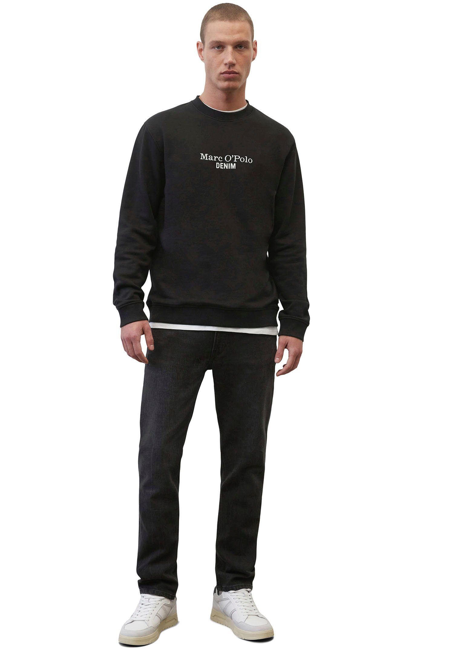 Sweatshirt schwarz O'Polo Label-Stickerei Marc mit DENIM großer vorne
