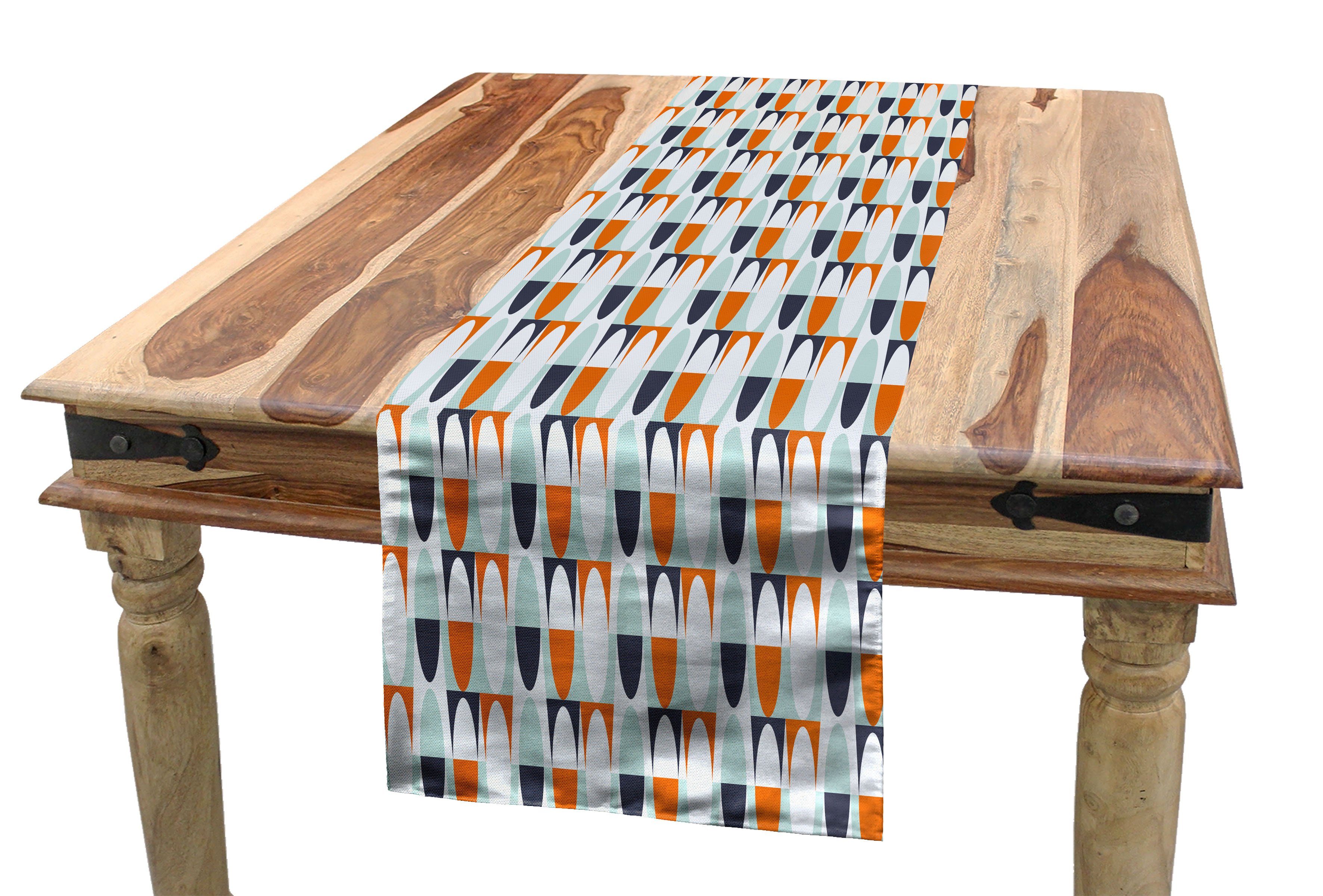 Lange Runde Tischläufer Abakuhaus Bicolor Tischläufer, Abstrakt Esszimmer Rechteckiger Formen Dekorativer Küche