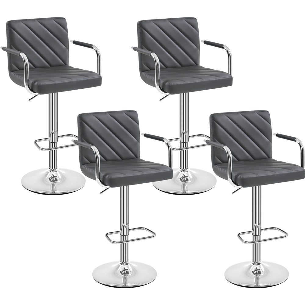 Yaheetech Barhocker 2/4-er Set (4 St), Höhenverstellbarer Barstuhl mit Armlehnen, Sitzhöhe 62,5 cm – 84,5 cm