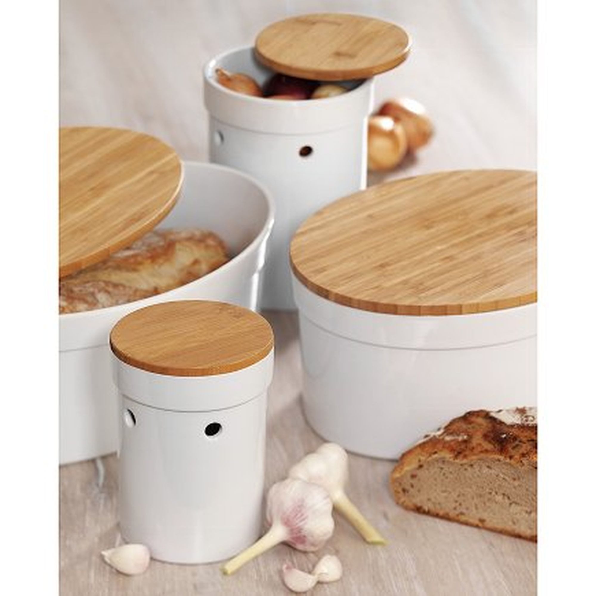 kela Gemüsetopf Zwiebeltopf Salena aus Keramik mit Bambusdeckel, Keramik (1-tlg)