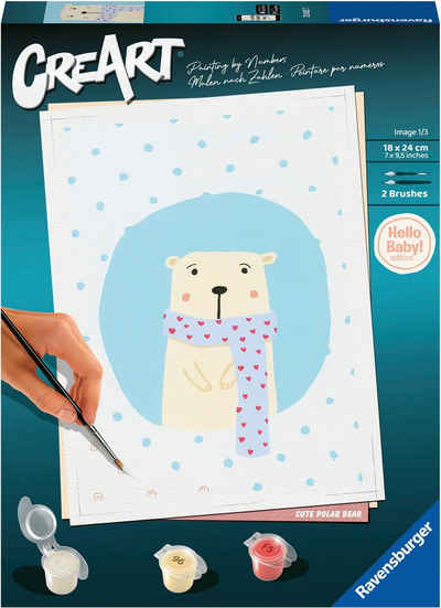 Ravensburger Malen nach Zahlen CreArt, Hello Baby: Cute Polar Bear, Made in Europe; FSC®- schützt Wald - weltweit