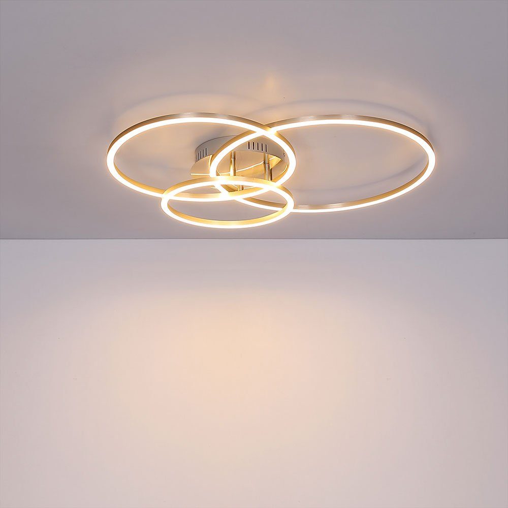 Wohnzimmer 3 Designleuchte LED flammig Deckenleuchte verbaut, Deckenleuchte, Globo LED-Leuchtmittel Warmweiß, Deckenlampe fest