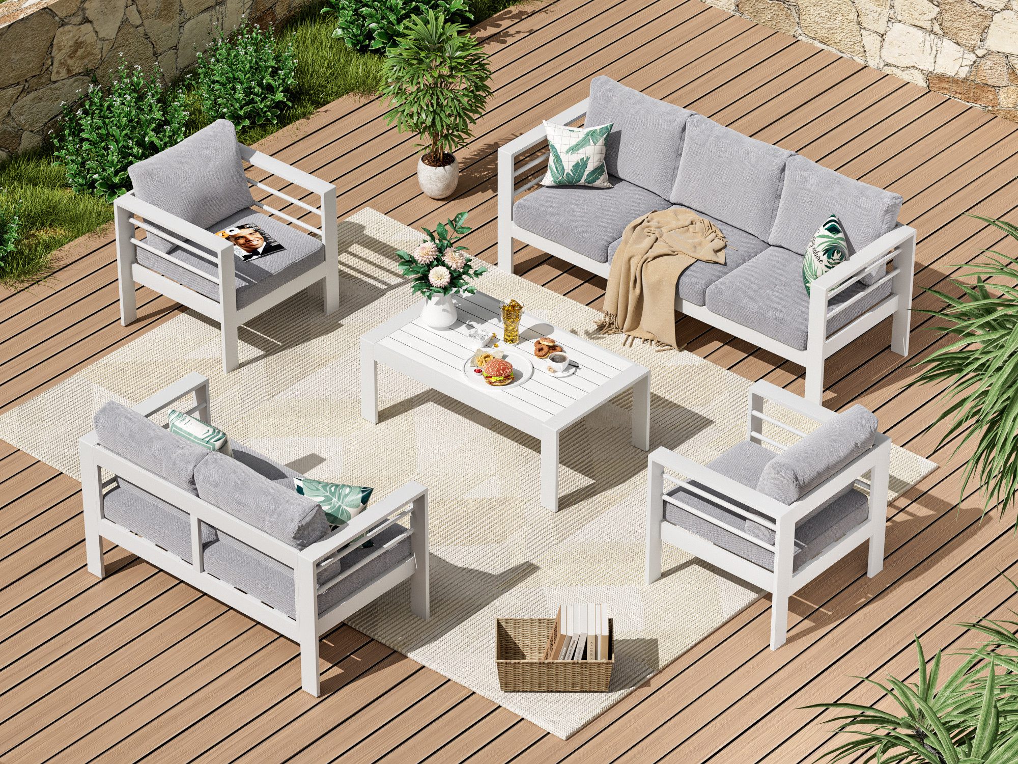 MeXo Gartenlounge-Set XXL Gartenmöbel Set Aluminium günstig online kaufen