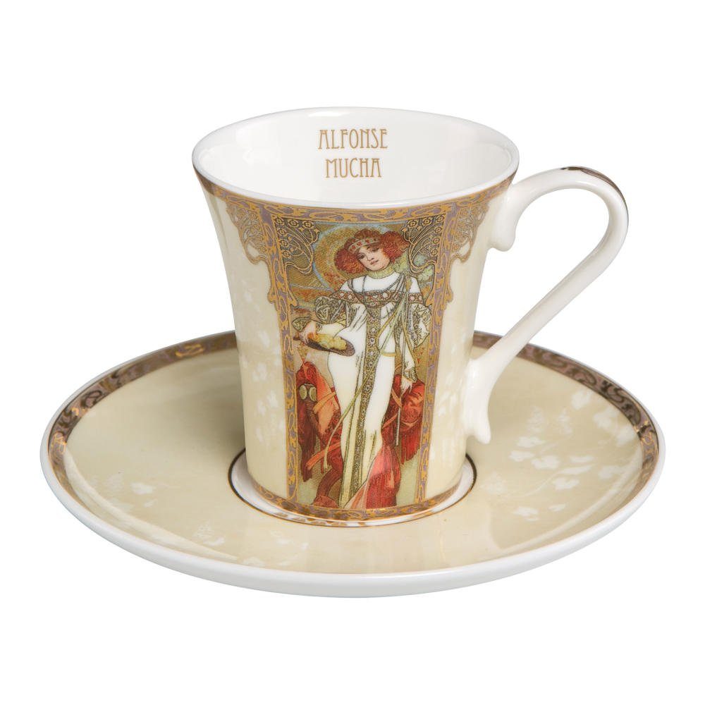 Goebel Espressotasse Herbst Winter Artis Orbis Alphonse Mucha, Fine China- Porzellan