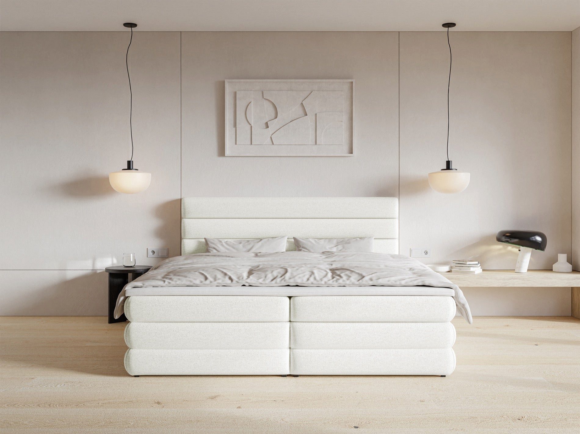 Selsey Boxbett ALEGRE, mit Bettkästen, Bonellmatratze H3, Visco-Topper und Chenille
