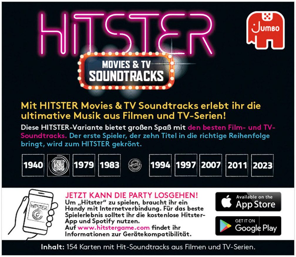 Jumbo Spiele Spiel Hitster Movies&TV Soundtracks, Familienspiel