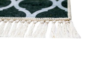 Teppich Teppich Wohnzimmerteppich marokkanisches Muster waschbar schwarz grau, Carpetia, rechteckig, Höhe: 8 mm