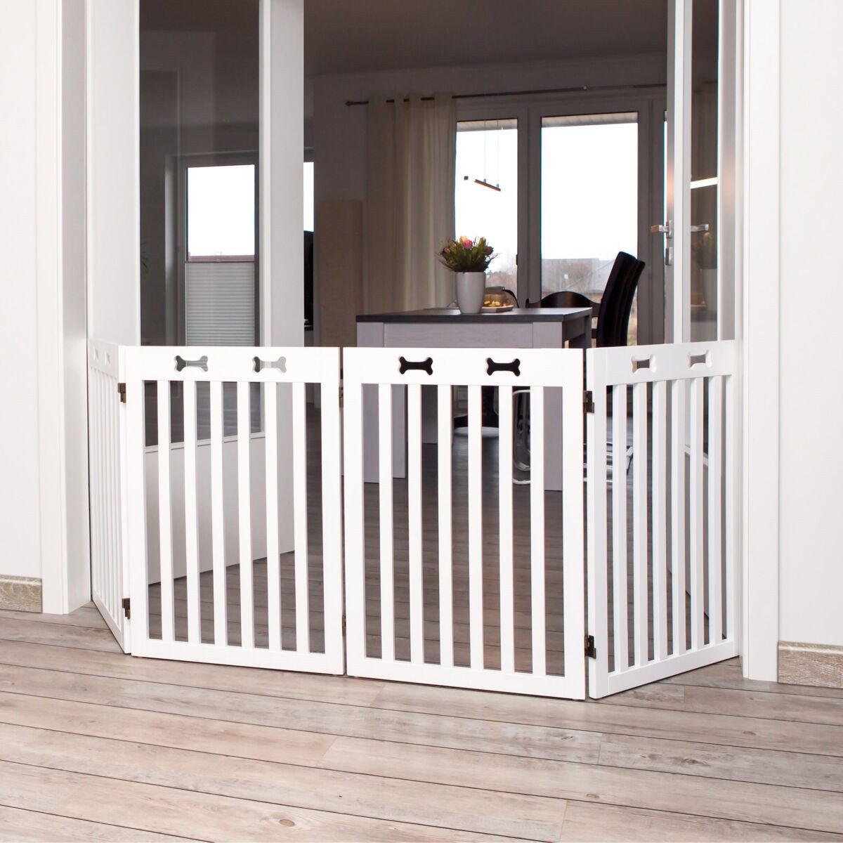 TRIXIE Absperrgitter TRIXIE Hunde-Absperrgitter, 4-teilig - weiß - 60–160 × 75 cm, 0 cm, mit Pendeltürscharnieren