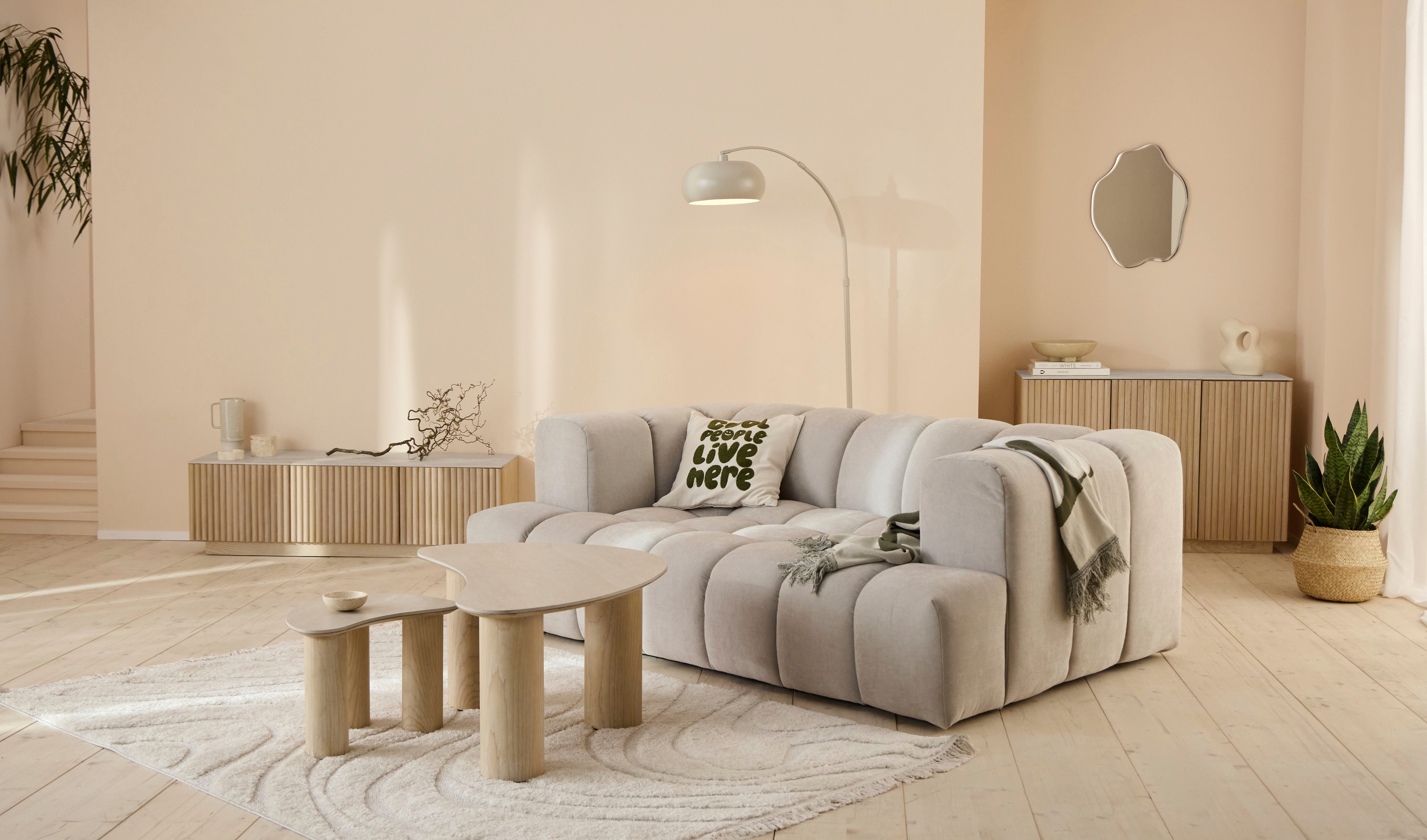 homsy by Ana Johnson 3-Sitzer »XL« BOUBELLE Design-Sofa extra tief, Bubble-Optik, Breite 217 cm, hoher Sitzkomfort dank Wellenunterfederung, XL Sitztiefe 100 cm