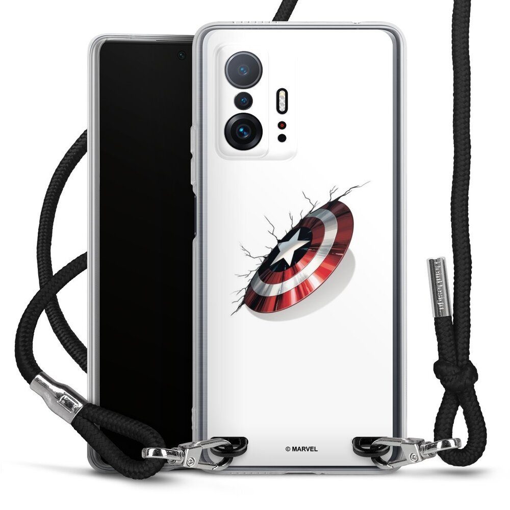 DeinDesign Handyhülle Captain America Offizielles Lizenzprodukt Marvel, Xiaomi 11T Pro 5G Handykette Hülle mit Band Case zum Umhängen