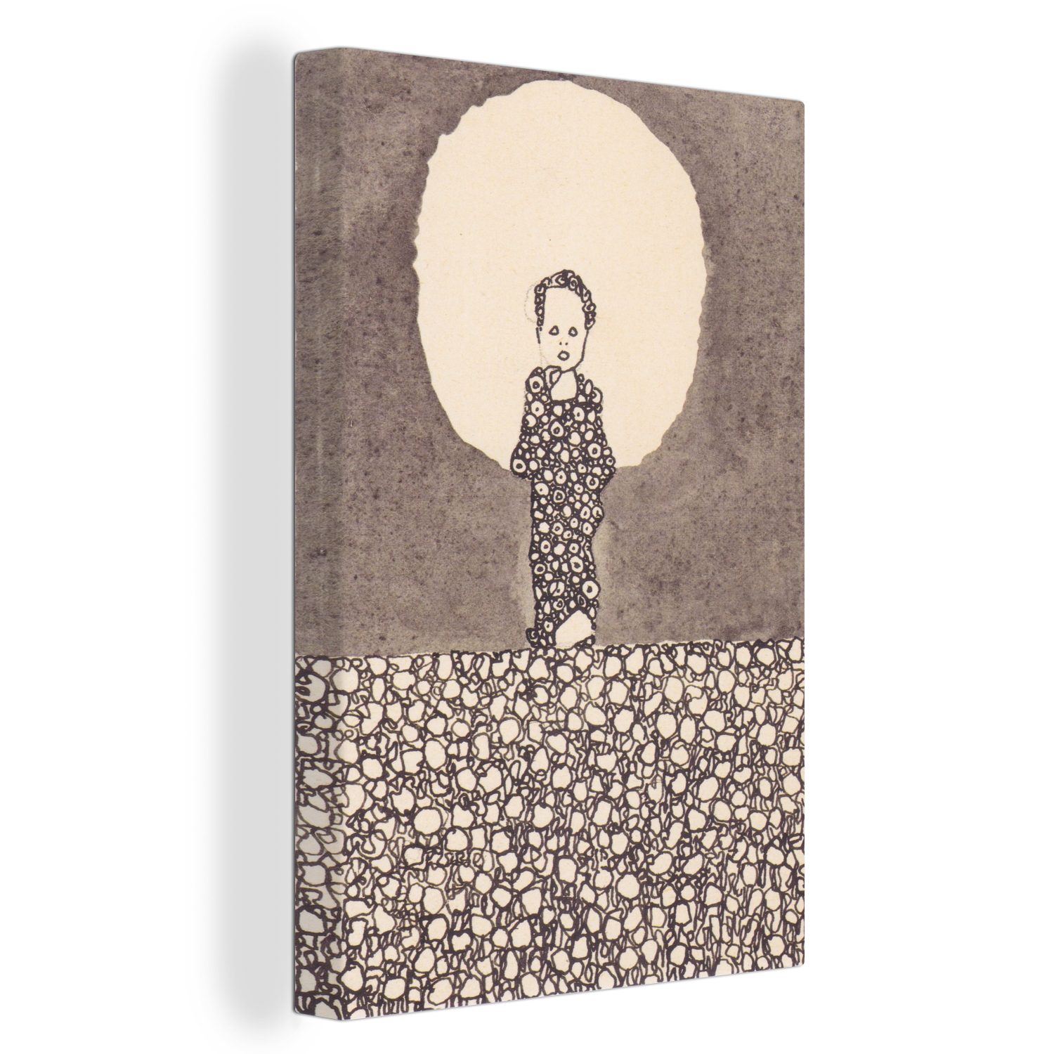 OneMillionCanvasses® Leinwandbild Kind Nimbus fertig (1 Blumenwiese einer auf Egon cm bespannt Gemälde, inkl. von - Gemälde Zackenaufhänger, Leinwandbild Schiele, St), mit 20x30