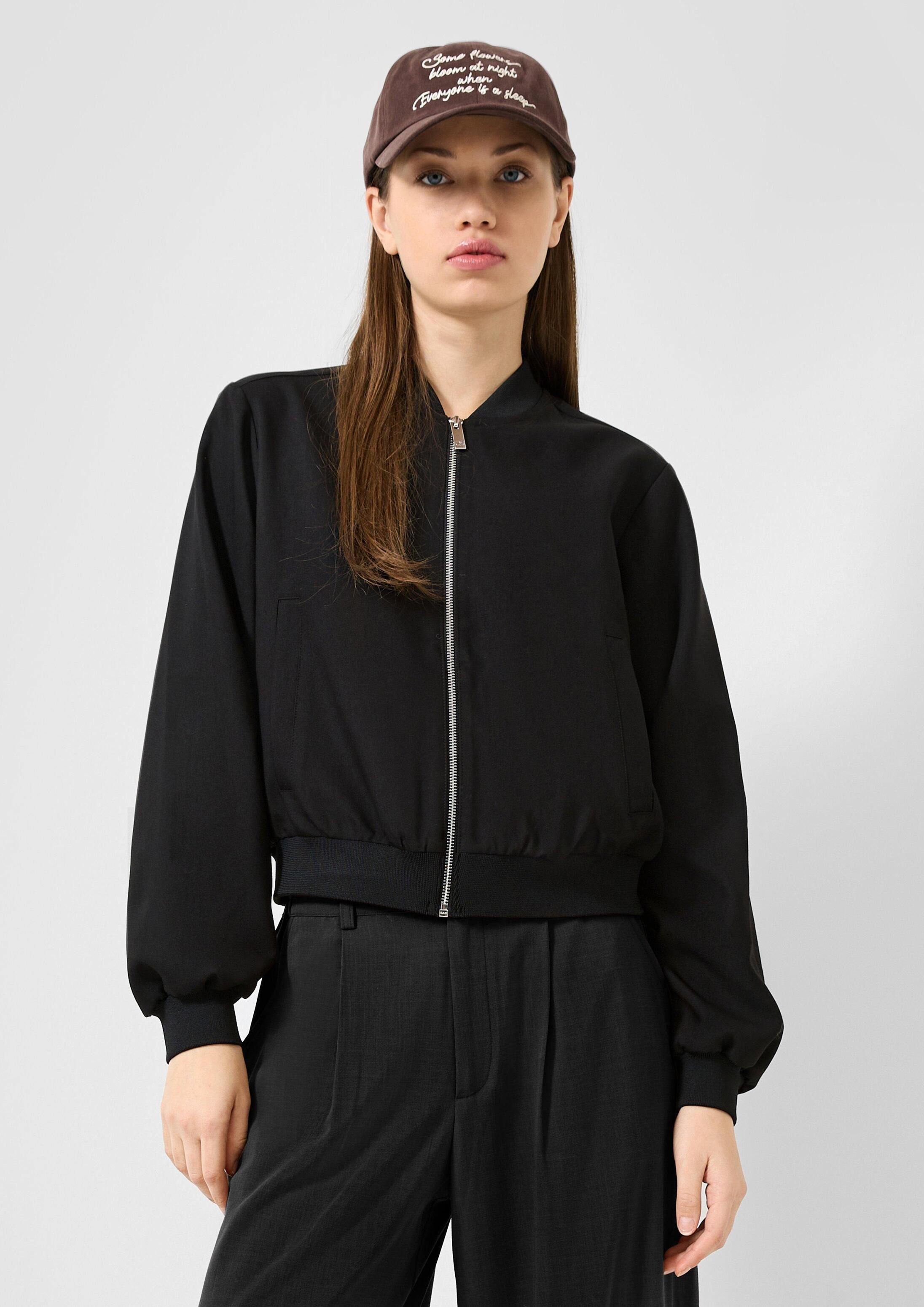QS Funktionsjacke Indoor-Jacke Leichte Blousonjacke mit Rippbündchen
