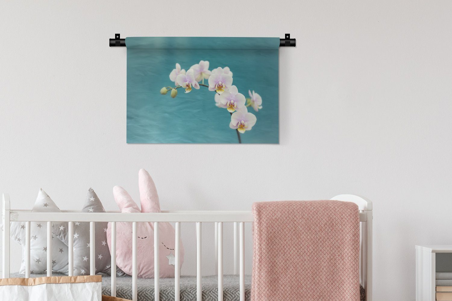 Wohnzimmer, Kleid, Pflanze Weiß für Wanddeko Wandbehang, Wanddekoobjekt - - - Lila, Schlafzimmer, Orchidee Kinderzimmer Blumen - MuchoWow