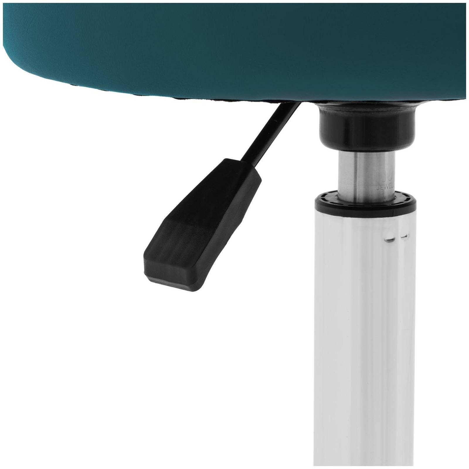 Physa Drehstuhl Rollhocker mit Rückenlehne Friseurhocker Kosmetikhocker 150 kg türkis, Türkis – Bild 3 von 5