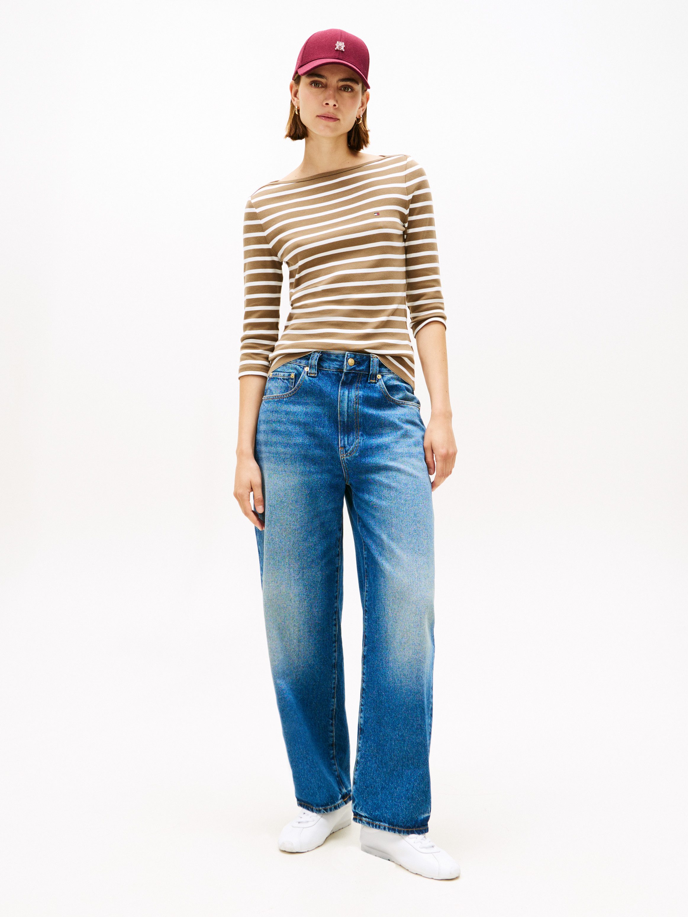 Tommy Hilfiger 3/4-Arm-Shirt NEW CODY BOAT-NECK Baumwolle, U-Boot-Ausschnitt, Slim Fit