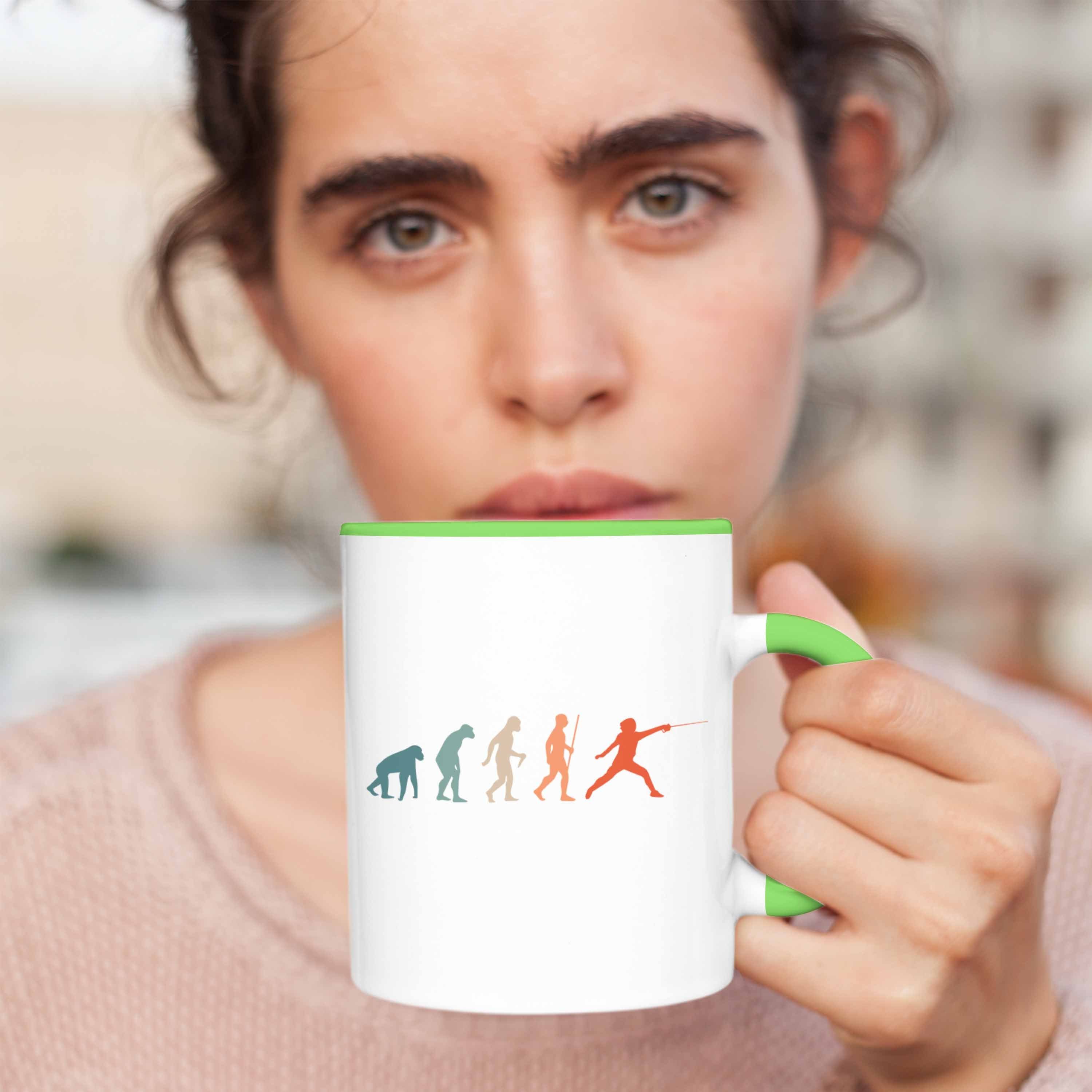 Lustige Grün Trendation Evolution Fechten-Tasse Fechter für Tasse Geschenk