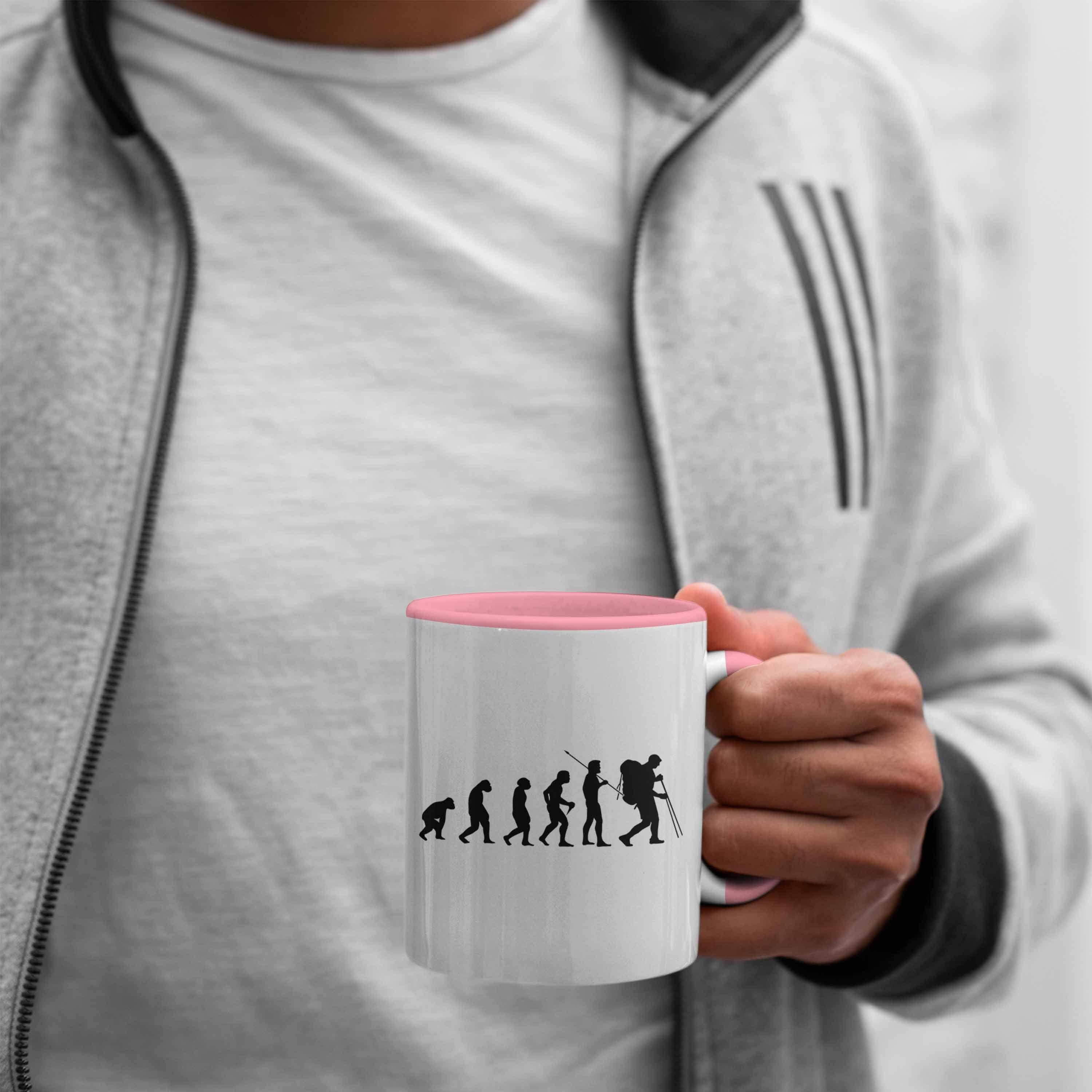 Rosa Berge Wandern Geschenk Geschenkidee Evolution für Trekking - Wanderer Trendation Östereich Wanderung Trendation Tasse Tasse