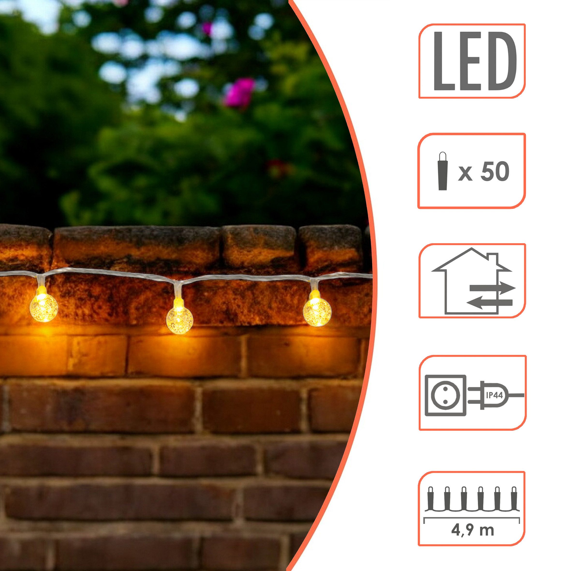 Spetebo LED-Lichterkette mit 50 mini Kristall Kugeln für Außen - 490 cm, 50 günstig online kaufen