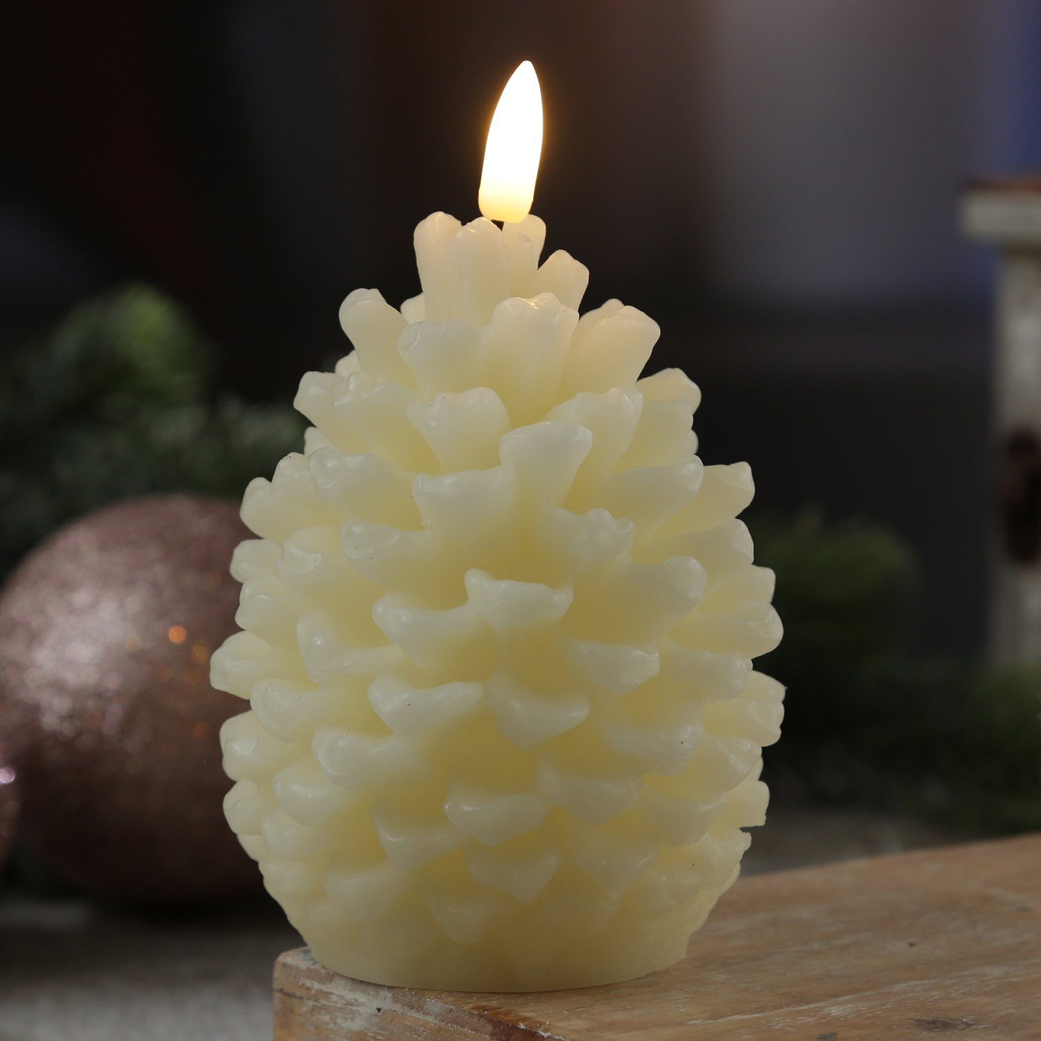 MARELIDA LED-Kerze Tannenzapfen Echtwachs Zapfenform Weihnachtsdeko günstig online kaufen