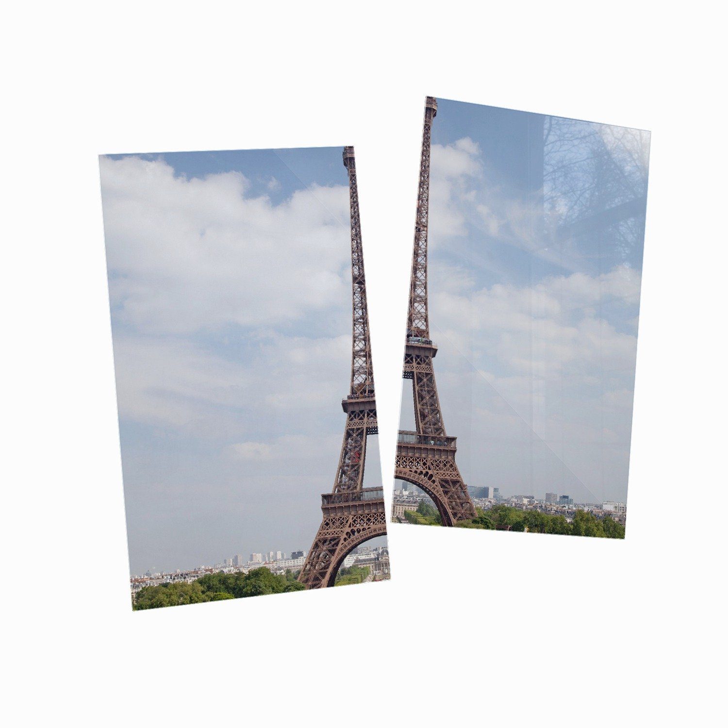 5mm Noppen), (Glasplatte, verschiedene tlg., 2 Paris, ESG-Sicherheitsglas, Größen Herd-Abdeckplatte Wallario inkl. Eiffelturm in