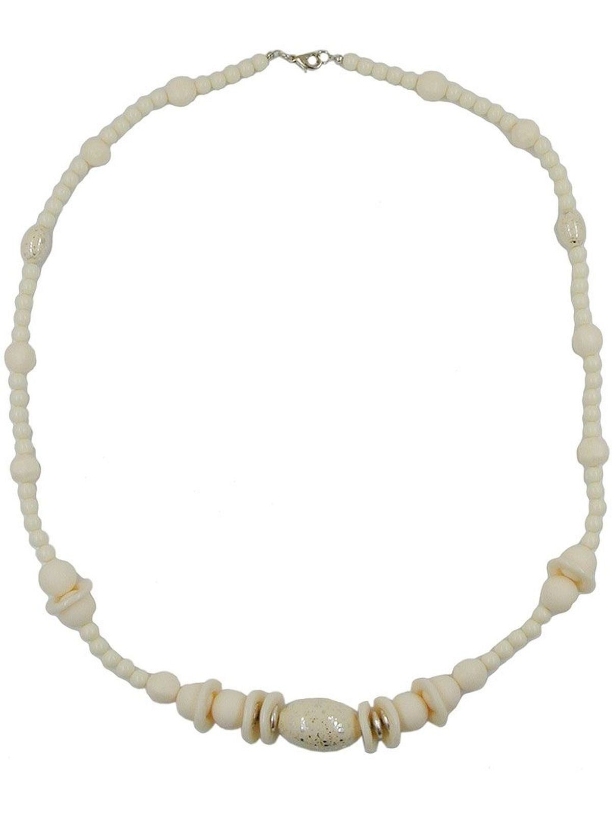 Gallay Perlenkette Kette Kunststoffperlen cremefarben goldfarben 70cm