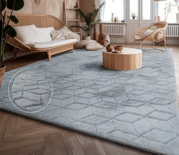 Hochflor-Teppich Arnheim 745, Paco Home, rechteckig, Höhe: 26 mm, Uni Farben, modernes geometrisches Design, besonders weich