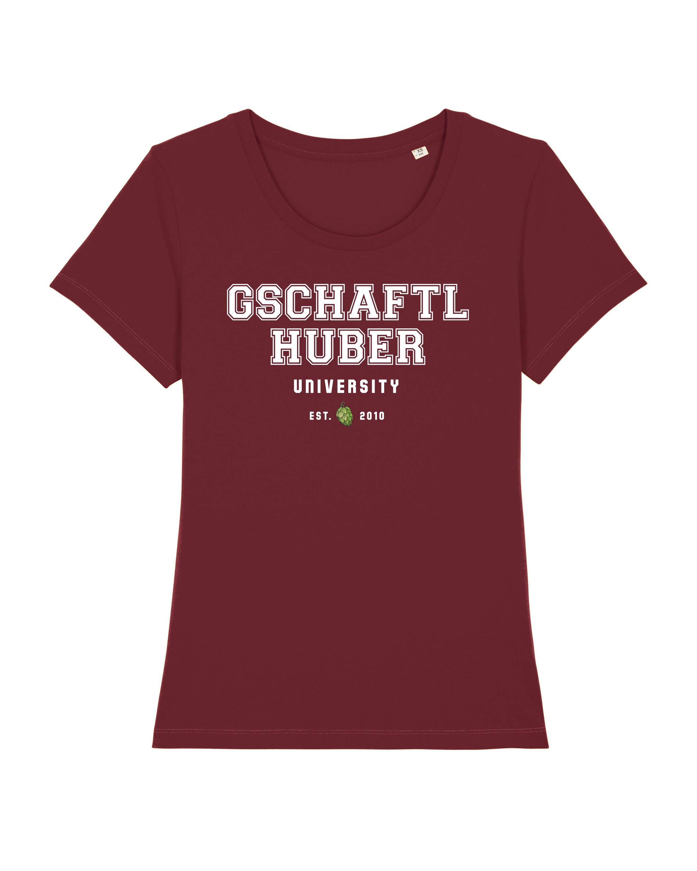 wat? Apparel Print-Shirt Gschaftlhuber University (1-tlg) weinrot