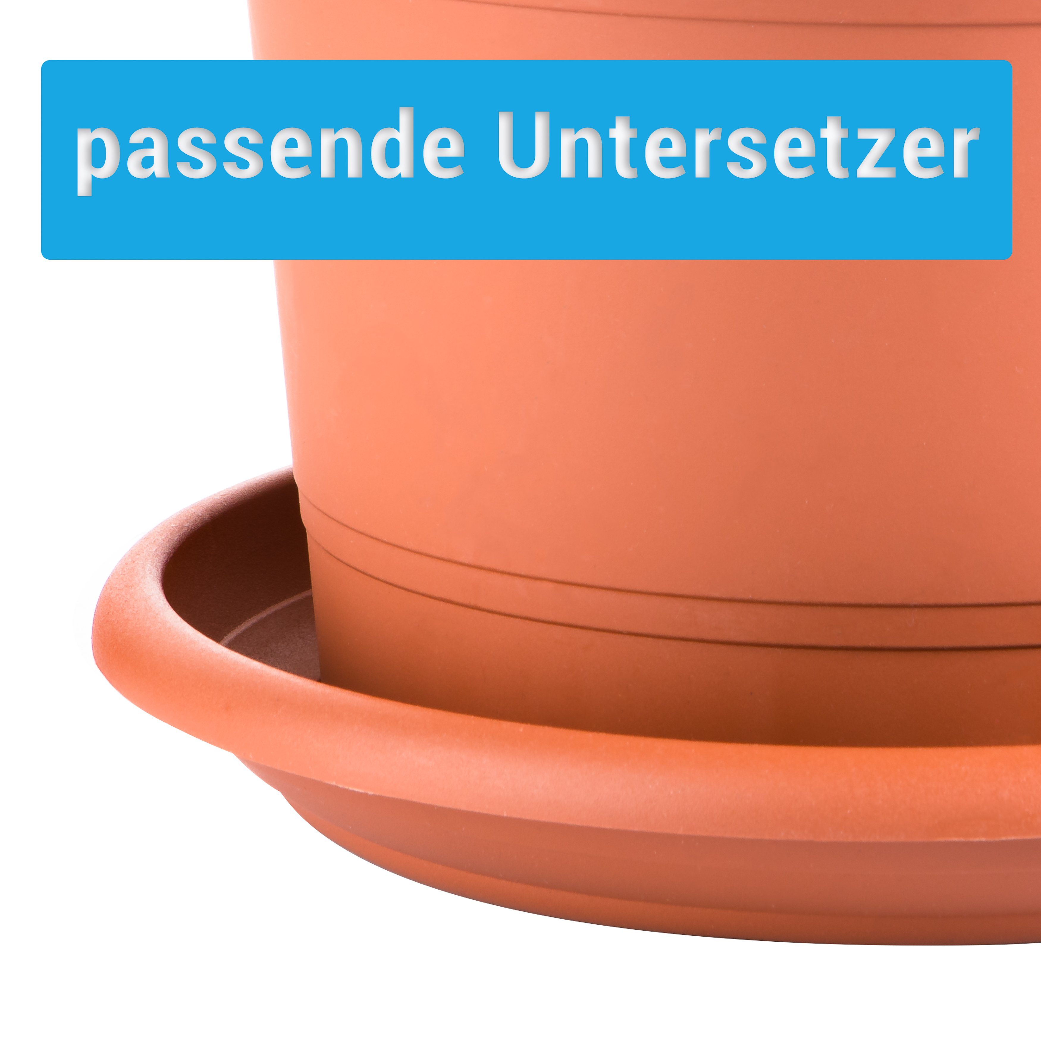 Centi Blumentopf Pflanzkübel, Pflanzkübel groß außen, Pflanzentopf mit Löcher (Spar Set, 3 St., 40 cm), inkl. Untersetzer, Pflanztöpfe, Blumenkübel Pflanzentopf