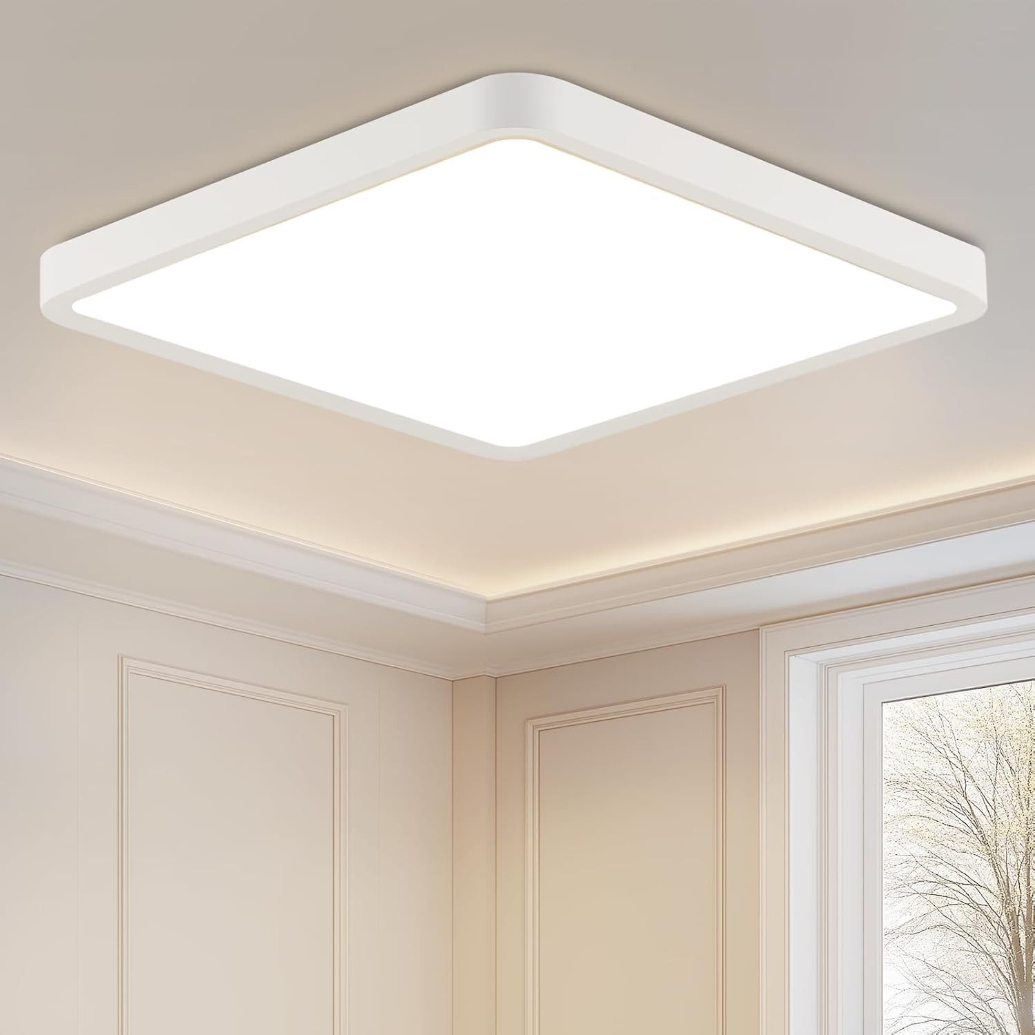 ZMH LED Deckenleuchte Küchenlampe 23CM 18W Modern Neutralweiß Schlafzimmer Flur, LED fest integriert, 4000k, für,Whonzimmerlampe