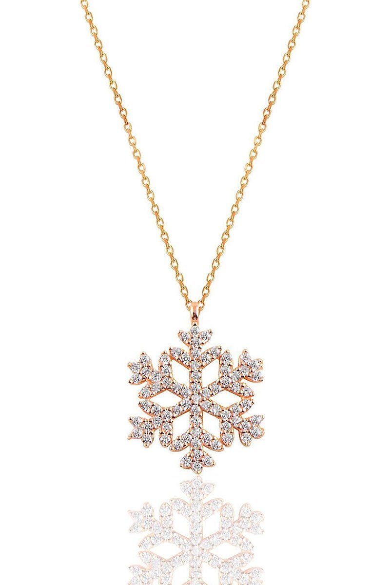 Einzelstück Kette mit Anhänger Snowflake Halskette 925 Sterling Silber / ro günstig online kaufen