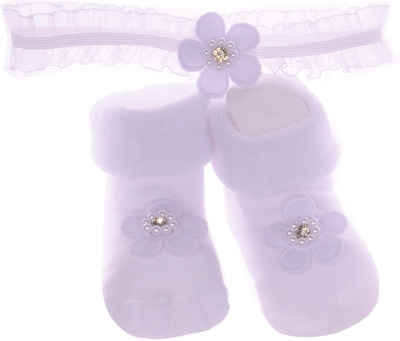 La Bortini Stirnband Baby und Kinder Set warme Socken und Stirnband mit Blume warm, elastisch, in verschiedenen Größen erhältlich