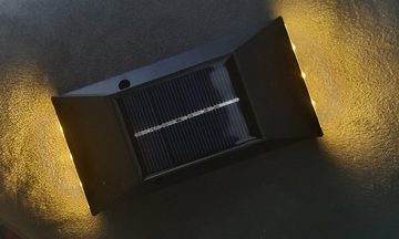 Alster Herz LED Außen-Wandleuchte 2er Set Solar Leuchten für Balkon und Garten, Tageslichtweiß, E0272, LED fest integriert, Tageslichtweiß, LED fest integriert, Wandlampe